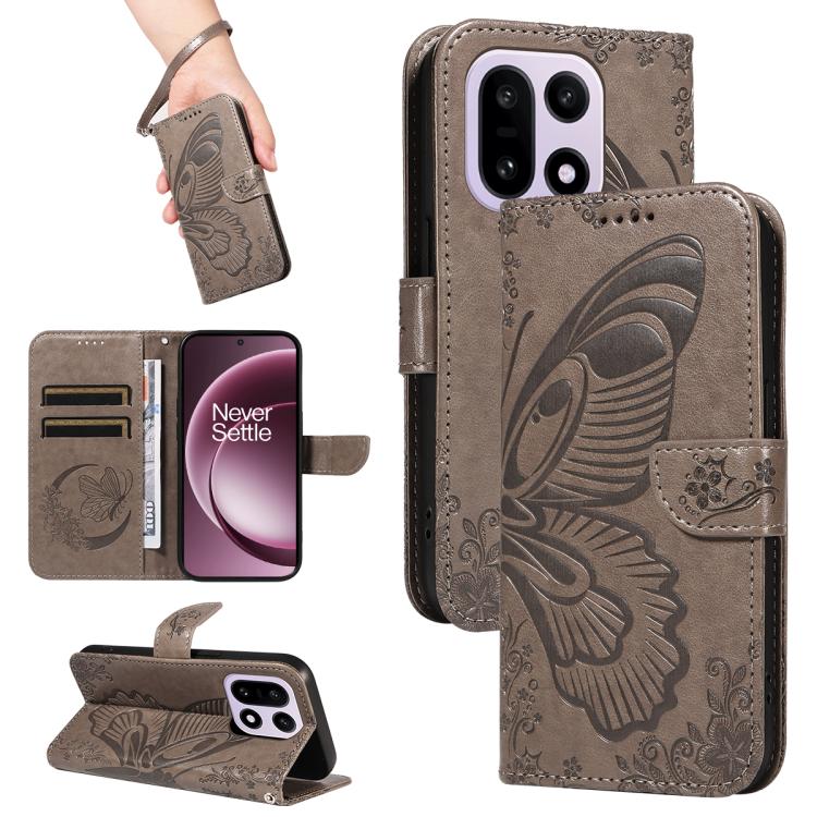 Swallowtail Butterfly Embossed Leather Phone Case, For OnePlus Ace 6 Ultra, For OnePlus Ace 6, For OnePlus 15, For OnePlus Ace 5 Ultra