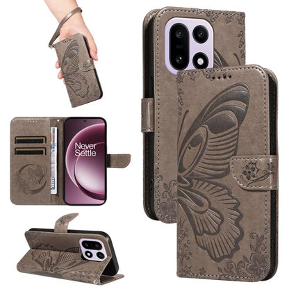 Swallowtail Butterfly Embossed Leather Phone Case, For OnePlus Ace 6 Ultra, For OnePlus Ace 6, For OnePlus 15, For OnePlus Ace 5 Ultra
