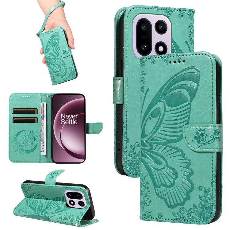Swallowtail Butterfly Embossed Leather Phone Case, For OnePlus Ace 6 Ultra, For OnePlus Ace 6, For OnePlus 15, For OnePlus Ace 5 Ultra