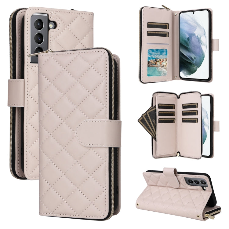 Crossbody Rhombic Zipper Tower Buckle Leather Phone Case with Lanyard, For Samsung Galaxy S21 5G, For Samsung Galaxy S21+ 5G, For Samsung Galaxy S21 Ultra 5G