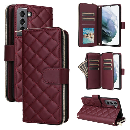 Crossbody Rhombic Zipper Tower Buckle Leather Phone Case with Lanyard, For Samsung Galaxy S21 5G, For Samsung Galaxy S21+ 5G, For Samsung Galaxy S21 Ultra 5G