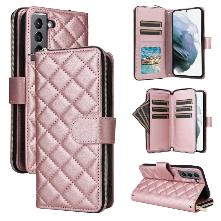 Crossbody Rhombic Zipper Tower Buckle Leather Phone Case with Lanyard, For Samsung Galaxy S21 5G, For Samsung Galaxy S21+ 5G, For Samsung Galaxy S21 Ultra 5G