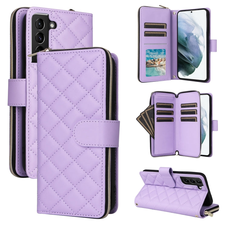 Crossbody Rhombic Zipper Tower Buckle Leather Phone Case with Lanyard, For Samsung Galaxy S21 5G, For Samsung Galaxy S21+ 5G, For Samsung Galaxy S21 Ultra 5G