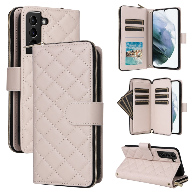 Crossbody Rhombic Zipper Tower Buckle Leather Phone Case with Lanyard, For Samsung Galaxy S21 5G, For Samsung Galaxy S21+ 5G, For Samsung Galaxy S21 Ultra 5G