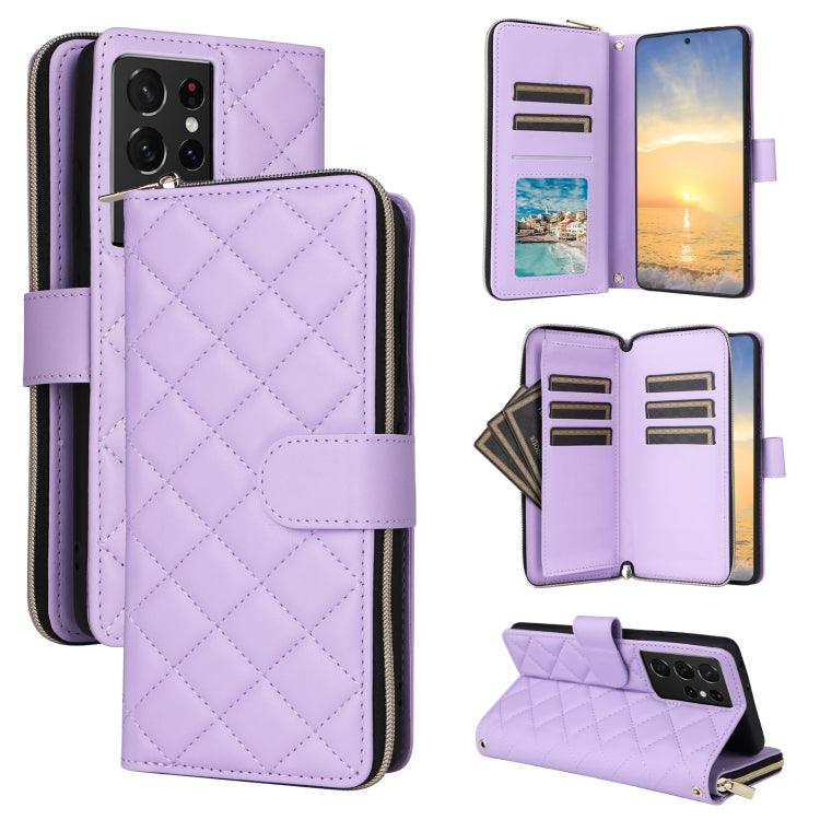 Crossbody Rhombic Zipper Tower Buckle Leather Phone Case with Lanyard, For Samsung Galaxy S21 5G, For Samsung Galaxy S21+ 5G, For Samsung Galaxy S21 Ultra 5G