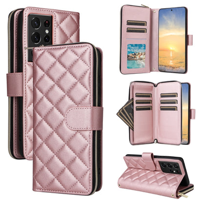 Crossbody Rhombic Zipper Tower Buckle Leather Phone Case with Lanyard, For Samsung Galaxy S21 5G, For Samsung Galaxy S21+ 5G, For Samsung Galaxy S21 Ultra 5G