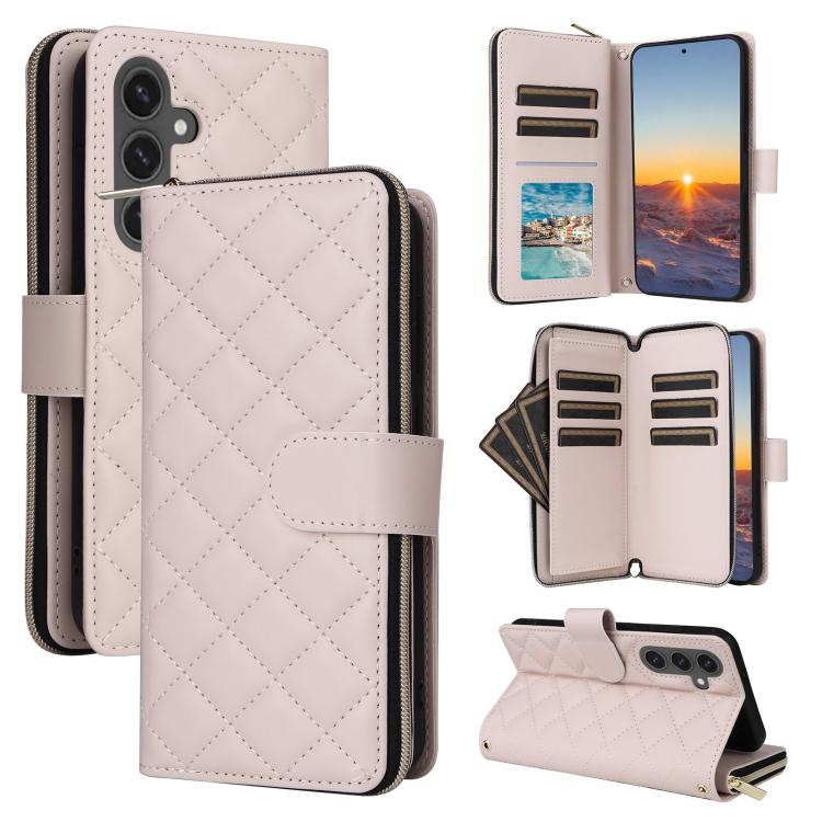 Crossbody Rhombic Zipper Tower Buckle Leather Phone Case with Lanyard, For Samsung Galaxy S26+ 5G, For Samsung Galaxy S26 Ultra 5G, For Samsung Galaxy S26 5G, For Samsung Galaxy S25 FE 5G