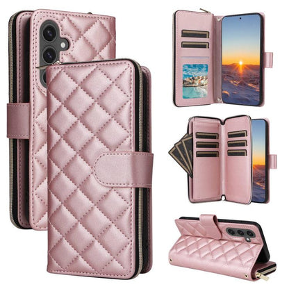 Crossbody Rhombic Zipper Tower Buckle Leather Phone Case with Lanyard, For Samsung Galaxy S26+ 5G, For Samsung Galaxy S26 Ultra 5G, For Samsung Galaxy S26 5G, For Samsung Galaxy S25 FE 5G