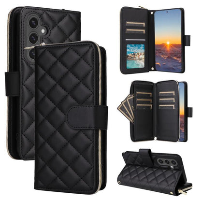 Crossbody Rhombic Zipper Tower Buckle Leather Phone Case with Lanyard, For Samsung Galaxy S26+ 5G, For Samsung Galaxy S26 Ultra 5G, For Samsung Galaxy S26 5G, For Samsung Galaxy S25 FE 5G