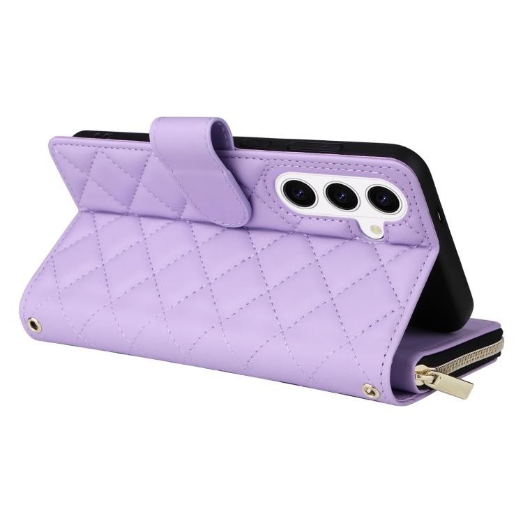 Crossbody Rhombic Zipper Tower Buckle Leather Phone Case with Lanyard, For Samsung Galaxy S26+ 5G, For Samsung Galaxy S26 Ultra 5G, For Samsung Galaxy S26 5G, For Samsung Galaxy S25 FE 5G