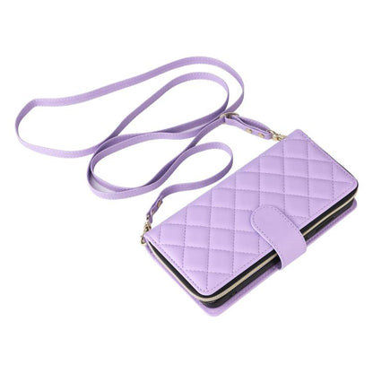 Crossbody Rhombic Zipper Tower Buckle Leather Phone Case with Lanyard, For Samsung Galaxy S26+ 5G, For Samsung Galaxy S26 Ultra 5G, For Samsung Galaxy S26 5G, For Samsung Galaxy S25 FE 5G