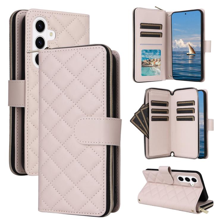 Crossbody Rhombic Zipper Tower Buckle Leather Phone Case with Lanyard, For Samsung Galaxy S26+ 5G, For Samsung Galaxy S26 Ultra 5G, For Samsung Galaxy S26 5G, For Samsung Galaxy S25 FE 5G