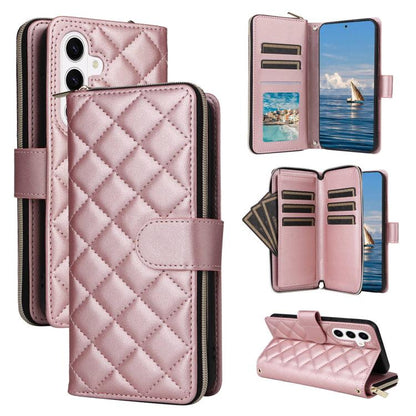Crossbody Rhombic Zipper Tower Buckle Leather Phone Case with Lanyard, For Samsung Galaxy S26+ 5G, For Samsung Galaxy S26 Ultra 5G, For Samsung Galaxy S26 5G, For Samsung Galaxy S25 FE 5G