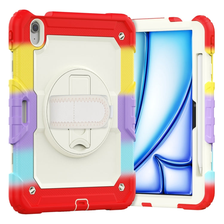 Turntable Holder Silicone Hybrid PC Tablet Case with Shoulder Strap, For iPad Air 11 2026 / 2025 / 2024