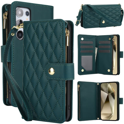 YM016 Rhombic Zipper Card Wallet Leather Phone Case with Lanyard, For Samsung Galaxy S25 Ultra 5G, For Samsung Galaxy S24 FE 5G, For Samsung Galaxy S24 Ultra 5G
