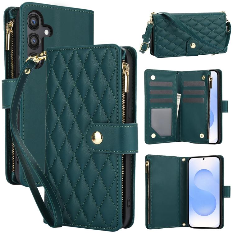 YM016 Rhombic Zipper Card Wallet Leather Phone Case with Lanyard, For Samsung Galaxy S25 Edge 5G, For Samsung Galaxy S25 / S24 5G, For Samsung Galaxy S25+ / S24+ 5G