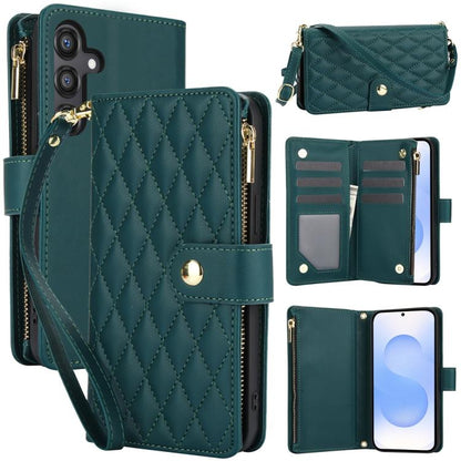 YM016 Rhombic Zipper Card Wallet Leather Phone Case with Lanyard, For Samsung Galaxy S25 Edge 5G, For Samsung Galaxy S25 / S24 5G, For Samsung Galaxy S25+ / S24+ 5G