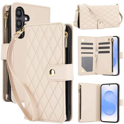 YM016 Rhombic Zipper Card Wallet Leather Phone Case with Lanyard, For Samsung Galaxy S25 Edge 5G, For Samsung Galaxy S25 / S24 5G, For Samsung Galaxy S25+ / S24+ 5G