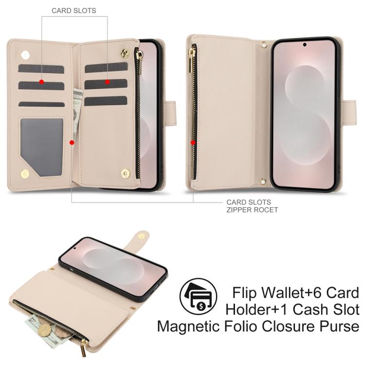 YM016 Rhombic Zipper Card Wallet Leather Phone Case with Lanyard, For Samsung Galaxy S25 Edge 5G, For Samsung Galaxy S25 / S24 5G, For Samsung Galaxy S25+ / S24+ 5G