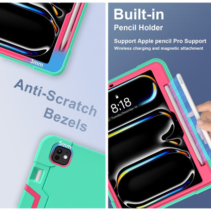 Contrast Color Silicone Acrylic PC Tablet Case with Holder, For iPad Pro 11 2025 / 2024