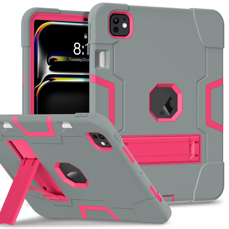 Contrast Color Silicone Acrylic PC Tablet Case with Holder, For iPad Pro 11 2025 / 2024