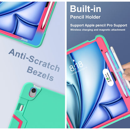 Contrast Color Silicone Acrylic PC Tablet Case with Holder, For iPad Air 13 2025 / 2024