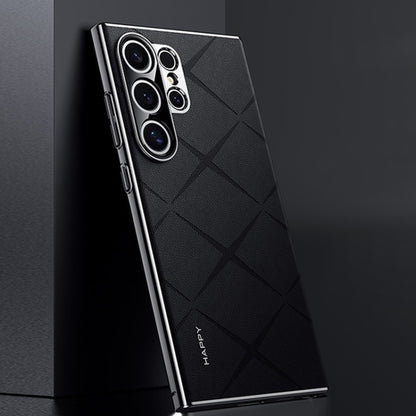 Plain Leather PC Phone Case, For Samsung Galaxy S25 5G, For Samsung Galaxy S25+ 5G, For Samsung Galaxy S25 Ultra 5G, For Samsung Galaxy S24 Ultra 5G