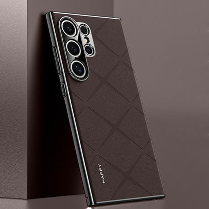 Plain Leather PC Phone Case, For Samsung Galaxy S25 5G, For Samsung Galaxy S25+ 5G, For Samsung Galaxy S25 Ultra 5G, For Samsung Galaxy S24 Ultra 5G