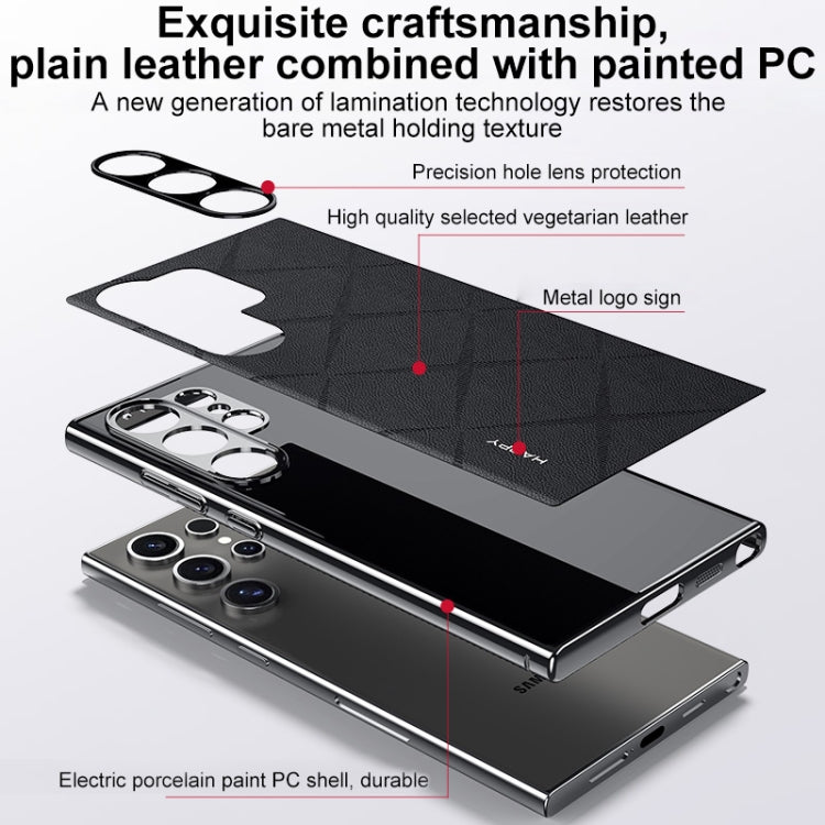 Plain Leather PC Phone Case, For Samsung Galaxy S25 5G, For Samsung Galaxy S25+ 5G, For Samsung Galaxy S25 Ultra 5G, For Samsung Galaxy S24 Ultra 5G