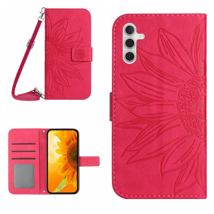 Skin Feel Sun Flower Embossed Flip Leather Phone Case with Lanyard, For Galaxy S26 FE 5G, For Samsung Galaxy S25 FE 5G