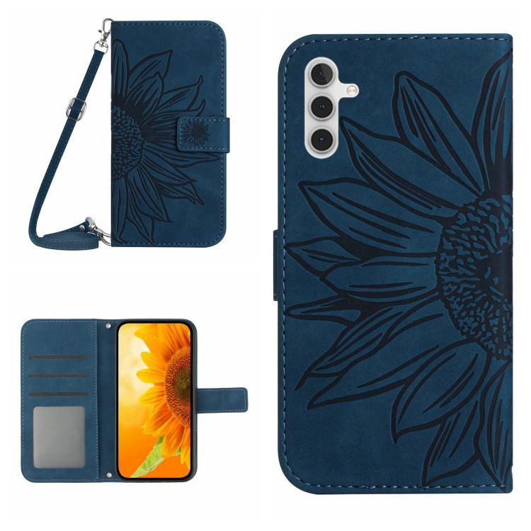 Skin Feel Sun Flower Embossed Flip Leather Phone Case with Lanyard, For Galaxy S26 FE 5G, For Samsung Galaxy S25 FE 5G