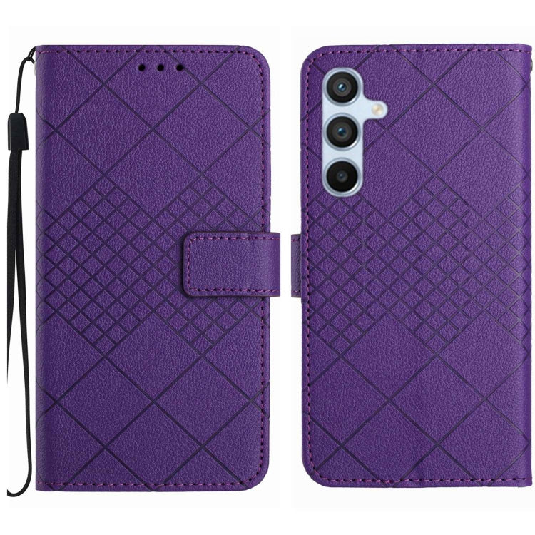 Rhombic Grid Texture Leather Phone Case, For Samsung Galaxy S25+ 5G, For Samsung Galaxy S25 Ultra 5G, For Samsung Galaxy S24 FE