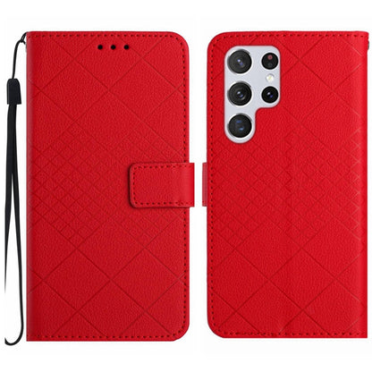 Rhombic Grid Texture Leather Phone Case, For Samsung Galaxy S25+ 5G, For Samsung Galaxy S25 Ultra 5G, For Samsung Galaxy S24 FE