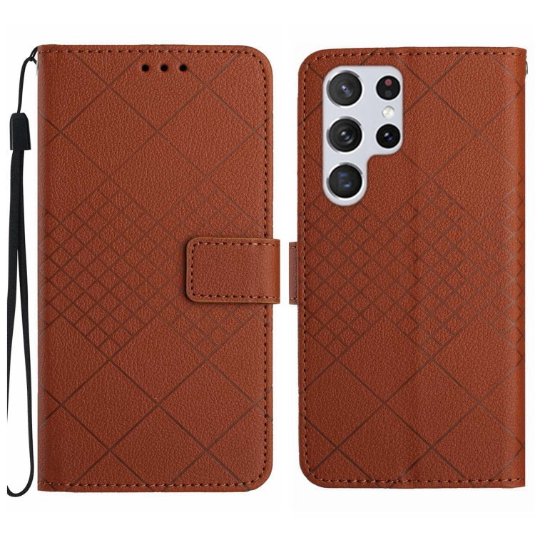 Rhombic Grid Texture Leather Phone Case, For Samsung Galaxy S25+ 5G, For Samsung Galaxy S25 Ultra 5G, For Samsung Galaxy S24 FE