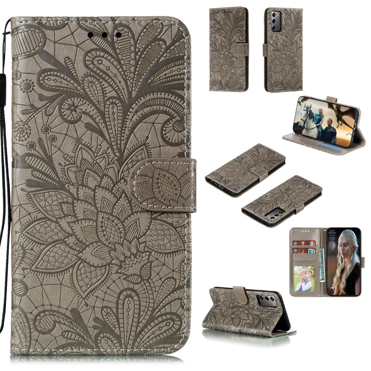 Lace Flower Horizontal Flip Leather Case with Holder & Card Slots & Wallet & Photo Frame, For Samsung Galaxy Note20, For Samsung Galaxy Note20 Ultra