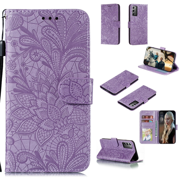 Lace Flower Horizontal Flip Leather Case with Holder & Card Slots & Wallet & Photo Frame, For Samsung Galaxy Note20, For Samsung Galaxy Note20 Ultra