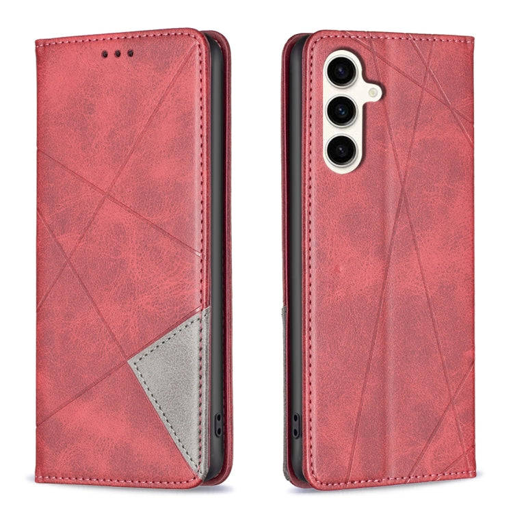 Rhombus Texture Magnetic Leather Phone Case, For Samsung Galaxy S24 FE 5G