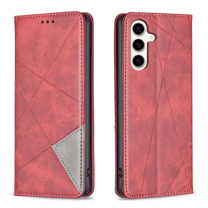 Rhombus Texture Magnetic Leather Phone Case, For Samsung Galaxy S24 FE 5G