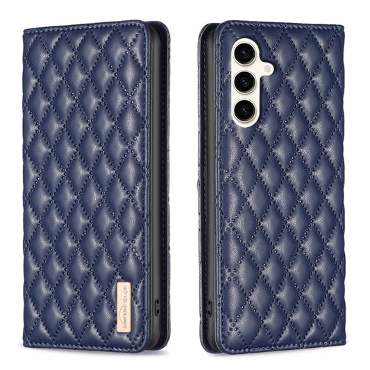 Diamond Lattice Magnetic Leather Flip Phone Case, For Samsung Galaxy S24 FE 5G