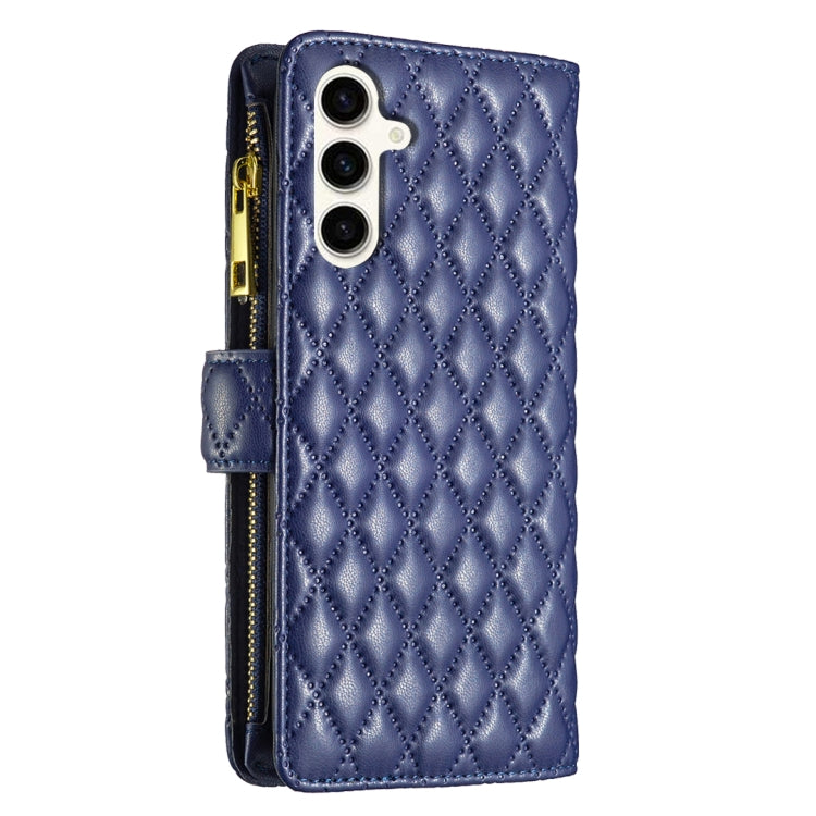 Diamond Lattice Zipper Wallet Leather Flip Phone Case, For Samsung Galaxy S24 FE 5G
