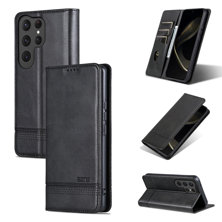 AZNS Magnetic Calf Texture Flip Leather Phone Case, For Samsung Galaxy S25 Ultra 5G, For Samsung Galaxy S24 FE 5G