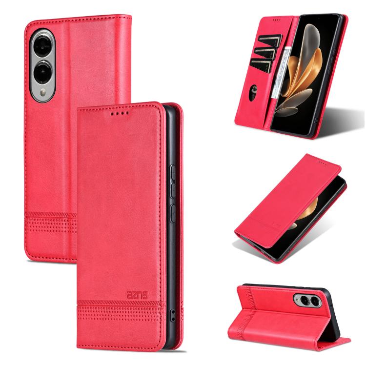 AZNS Magnetic Calf Texture Flip Leather Phone Case, For Samsung Galaxy S25 FE 5G, For Samsung Galaxy S25 Edge 5G, For Samsung Galaxy S25 5G, For Samsung Galaxy S25+ 5G