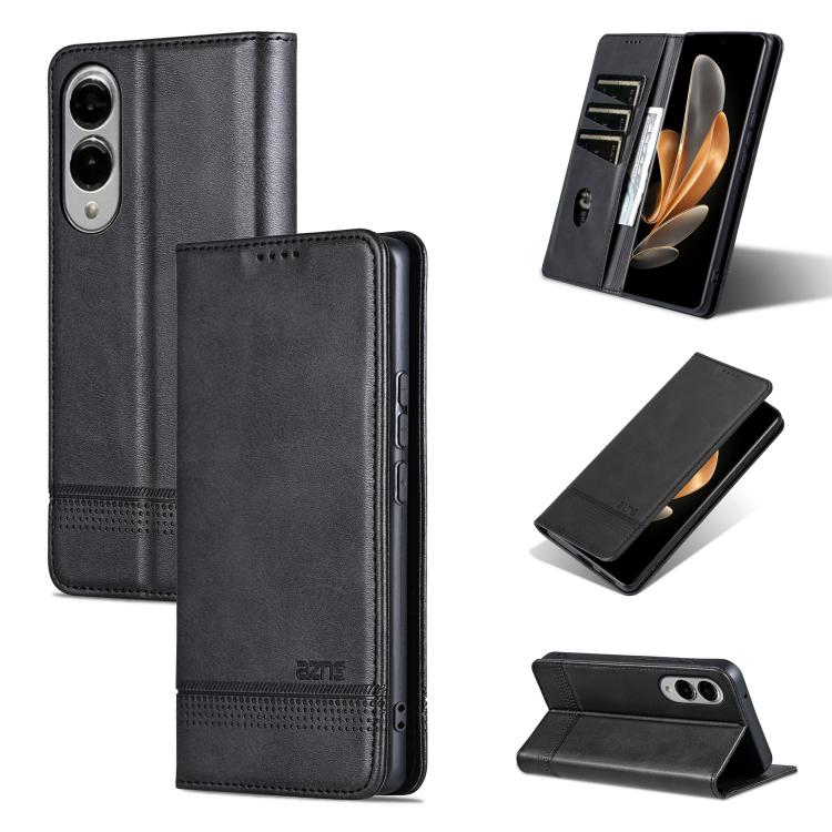 AZNS Magnetic Calf Texture Flip Leather Phone Case, For Samsung Galaxy S25 FE 5G, For Samsung Galaxy S25 Edge 5G, For Samsung Galaxy S25 5G, For Samsung Galaxy S25+ 5G