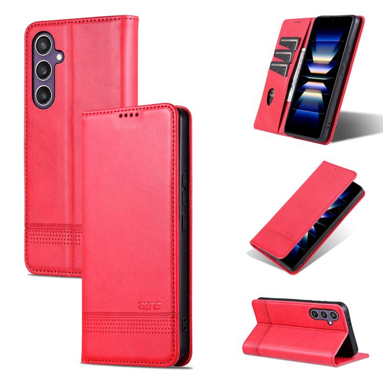AZNS Magnetic Calf Texture Flip Leather Phone Case, For Samsung Galaxy S25 FE 5G, For Samsung Galaxy S25 Edge 5G, For Samsung Galaxy S25 5G, For Samsung Galaxy S25+ 5G
