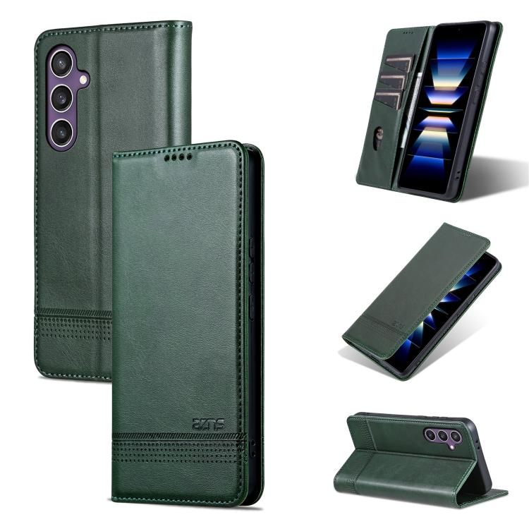 AZNS Magnetic Calf Texture Flip Leather Phone Case, For Samsung Galaxy S25 FE 5G, For Samsung Galaxy S25 Edge 5G, For Samsung Galaxy S25 5G, For Samsung Galaxy S25+ 5G