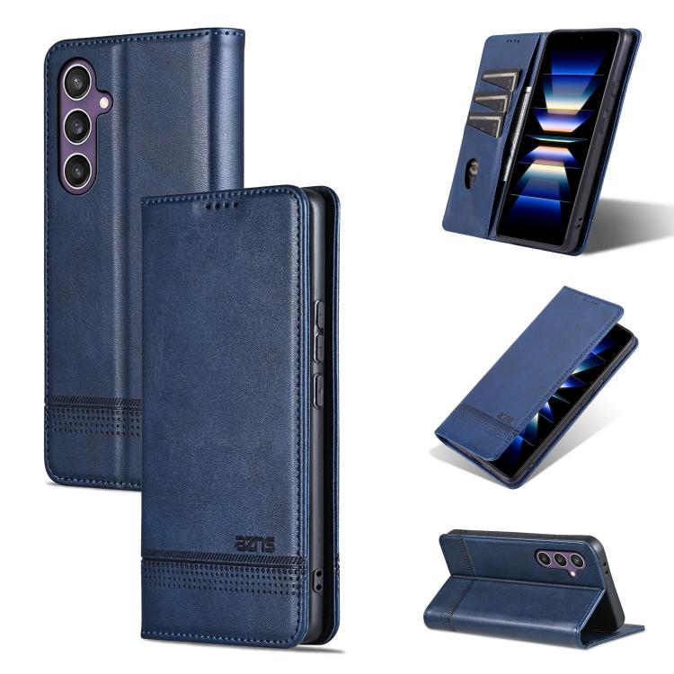 AZNS Magnetic Calf Texture Flip Leather Phone Case, For Samsung Galaxy S25 FE 5G, For Samsung Galaxy S25 Edge 5G, For Samsung Galaxy S25 5G, For Samsung Galaxy S25+ 5G