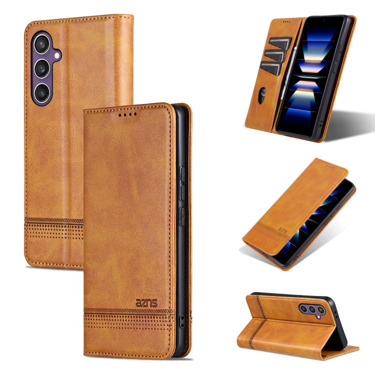 AZNS Magnetic Calf Texture Flip Leather Phone Case, For Samsung Galaxy S25 FE 5G, For Samsung Galaxy S25 Edge 5G, For Samsung Galaxy S25 5G, For Samsung Galaxy S25+ 5G