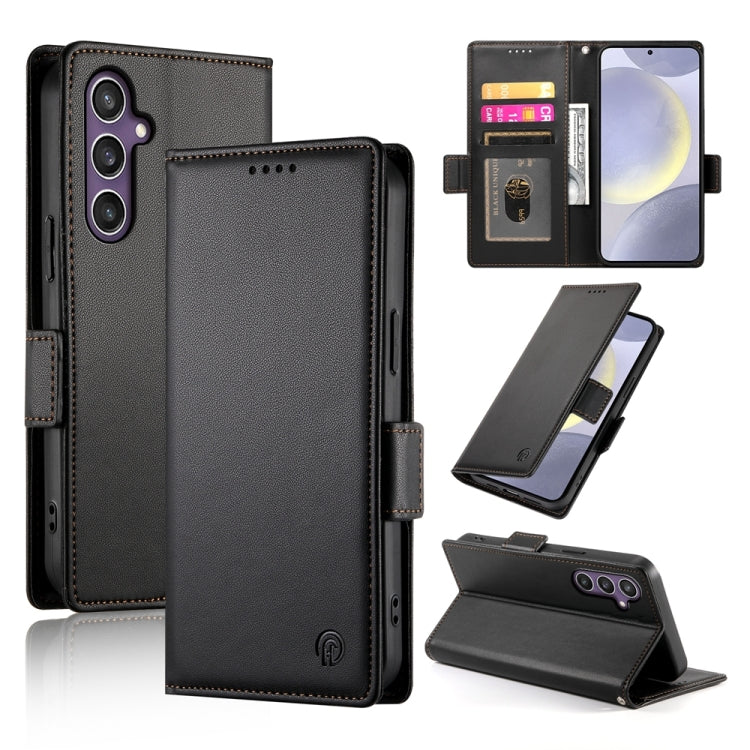 Side Buckle Magnetic Frosted Leather Phone Case, For Samsung Galaxy S25 Ultra 5G, For Samsung Galaxy S24 Ultra 5G, For Samsung Galaxy S24+ 5G