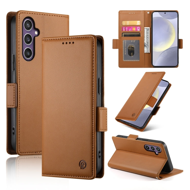 Side Buckle Magnetic Frosted Leather Phone Case, For Samsung Galaxy S24 Ultra 5G, For Samsung Galaxy S24+ 5G, For Samsung Galaxy S24 5G