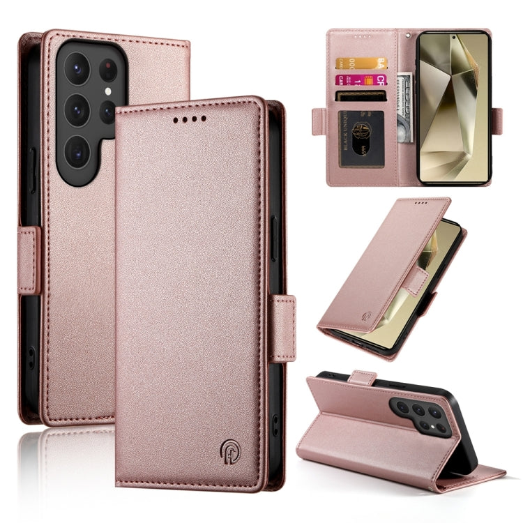Side Buckle Magnetic Frosted Leather Phone Case, For Samsung Galaxy S25 Ultra 5G, For Samsung Galaxy S24 Ultra 5G, For Samsung Galaxy S24+ 5G
